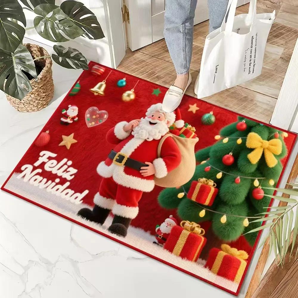 Frohe Weihnachten Weihnachtsmann Zwerg Teppich Party Wohnzimmer Sofa Schlafzimmer Bettseite Arbeitszimmer Eingangstür Teppich Rutschfeste Deko-Matte