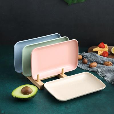 Kreativer rechteckiger Teller aus Weizenstroh Dessert Sushi Pasta Teller Geschirr Speiseteller Gesundes Geschirr Küchenkochutensilien
