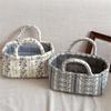 Hand-held Laundry Storage Basket Printed Floral Organizers Basket  Desktop Storage