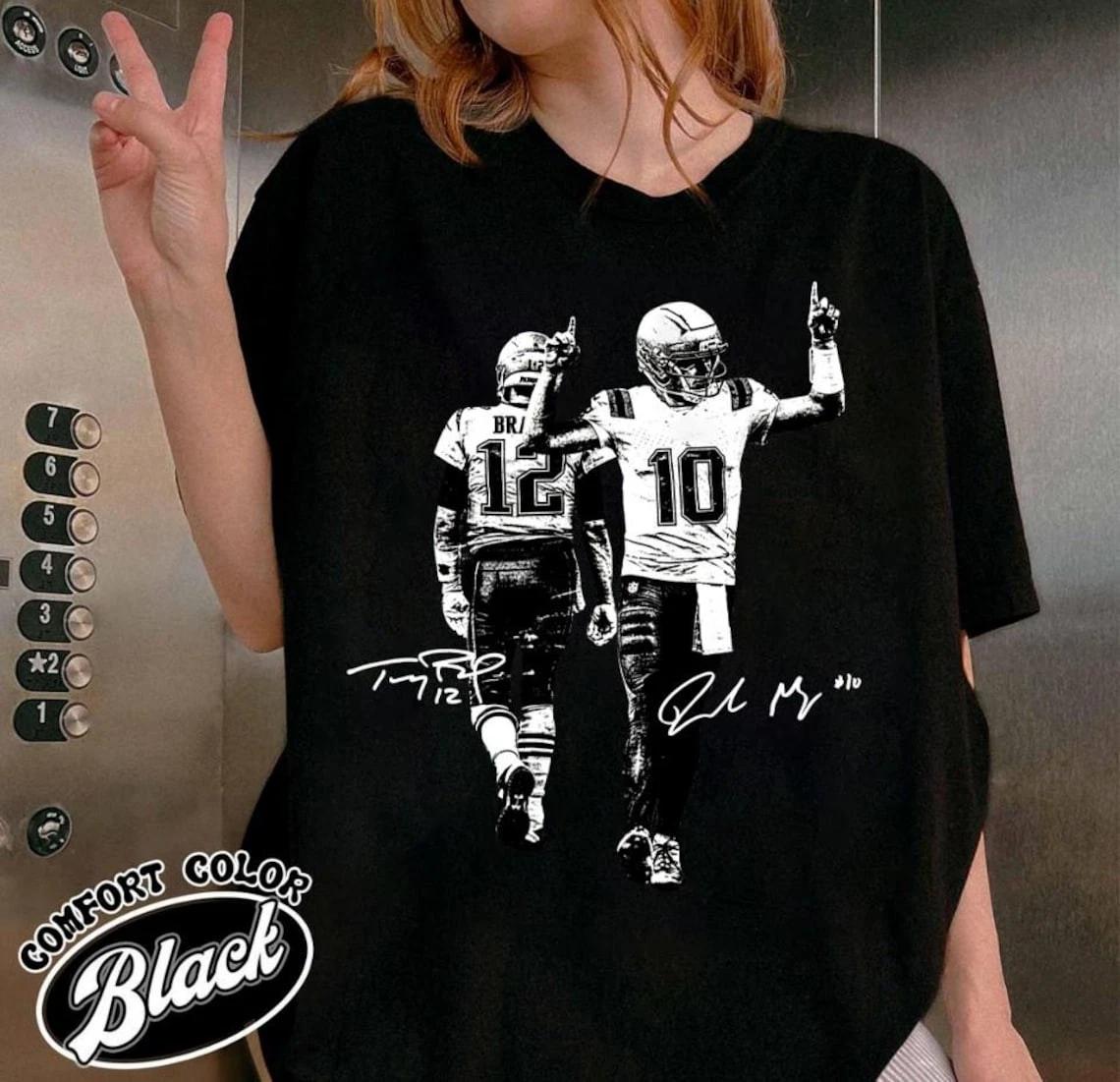 Drake Maye & Tom With Signature Comfort Colors Shirt, Football Y2k Rap Tee XXXXL