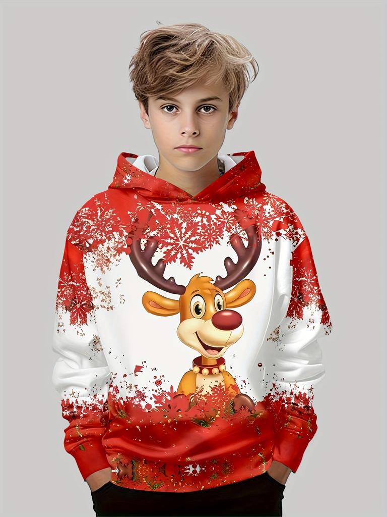 Boys' 3D Christmas Graphic Hoodie Long Sleeve Tops Casual Polyester Hoody Fall Spring Outerwear Sweatshirt Children's Clothing