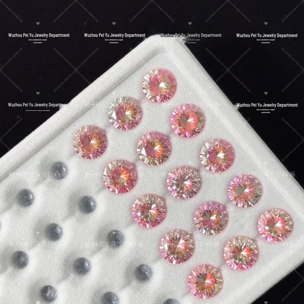 Pendientes Redondos de Zirconia con Degradado de 6/8mm: Joyería Brillante para Uñas DIY con Diseño de Ocho Corazones y Flechas