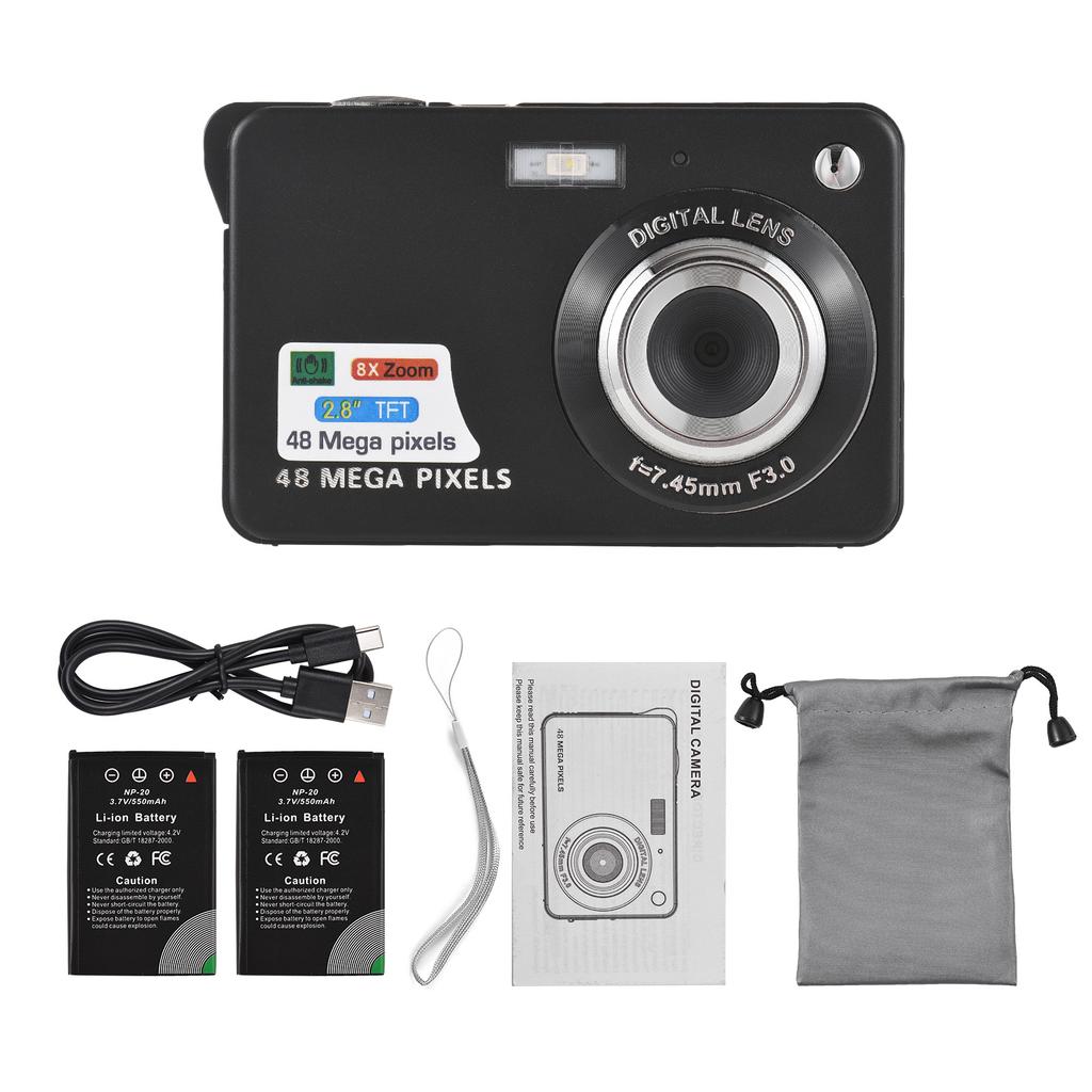 4K Digital Camera Video Camera Camcorder 48MP 2.8 Inch TFT Screen Auto Focus 16X Digital Zoom Anti shake Face Detect