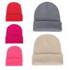 Men Women Solid Color Warm Woolen Knitted Cap Fluorescent Cuffed Beanie Hat