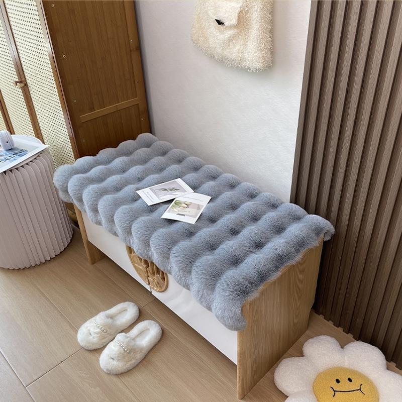 Rabbit Plush Shoe Changing Stool with Cushion and Mat