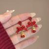 Red Bow Tassel Earrings: Festive & Fashionable High-End Chinese Style for Women