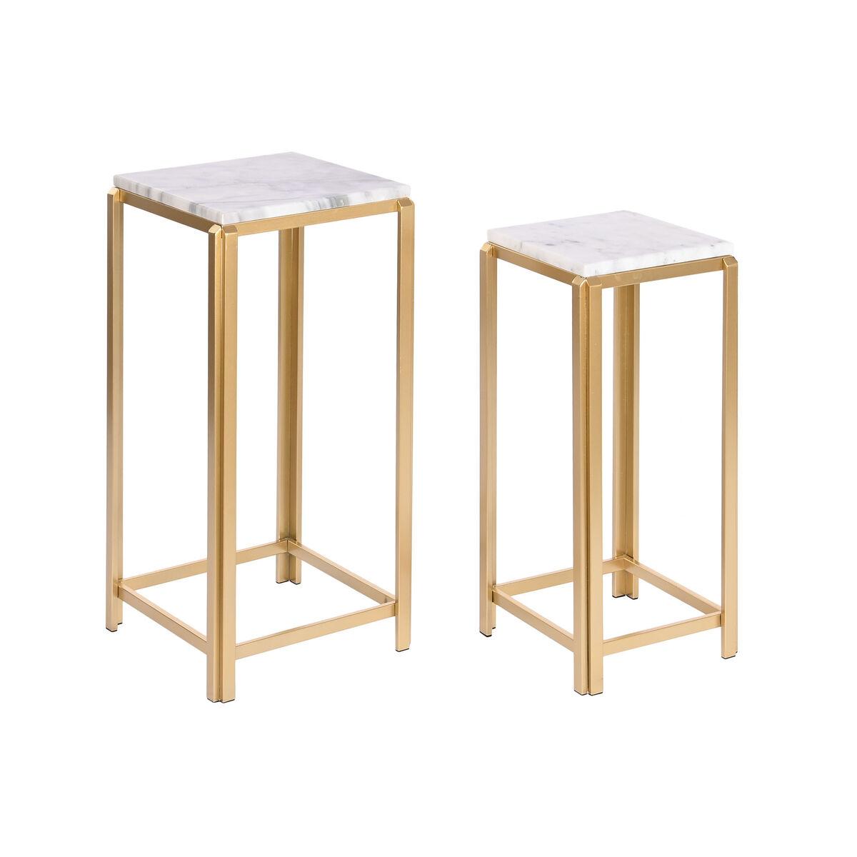 

Набор из 2 столов DKD Home Decor 33 x 33 x 70 см Золото Металл Белый Мрамор