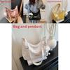 Simple Solid Color Letter Decoration Women Casual Shoulder Bag With Pendant For Casual Outings