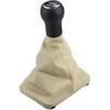 5 Speed Manual Gear Shift Knob with Boot Dust Cover Compatible for VW Beetle 1998-2009, Durable Faux Leather Black Beige Stick Shifter Lever Knob