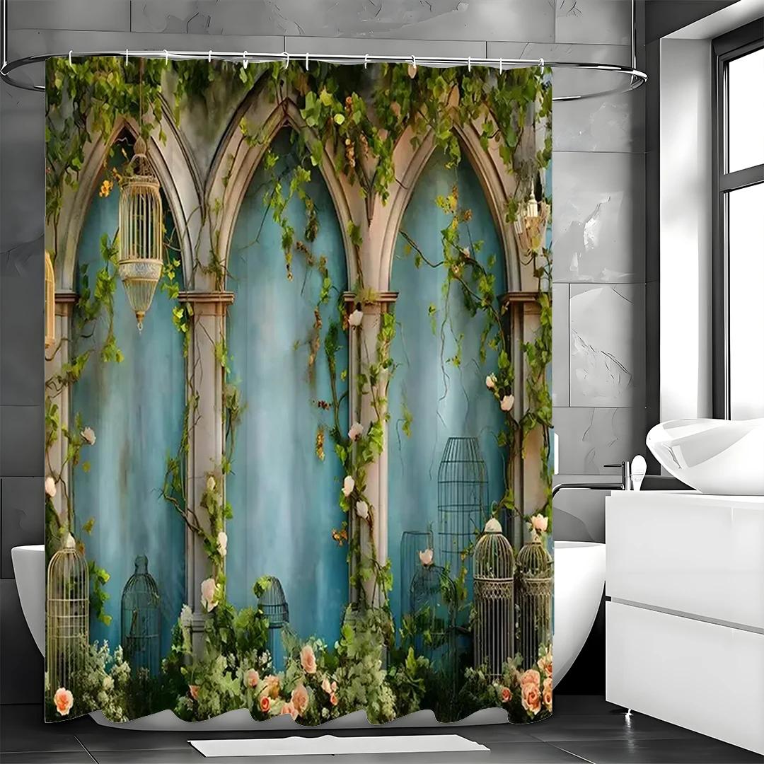 

Шторка для душа с цветами на фоне, свежие и красивые товары для дома, водонепроницаемая, в комплекте 12 крючков 180x180см W90xH180cm