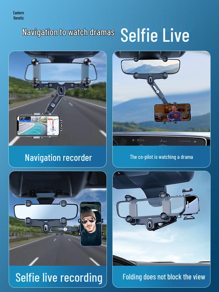 2024 Anti-Shake Car Rearview Mirror Phone Mount & Navigation Holder