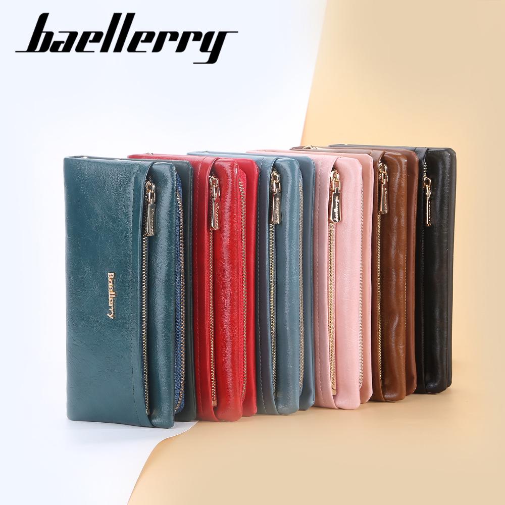 Baellerry Women's Long Wallet: Korean Style Clutch with Multi-card Slots and Mobile Phone Holder.