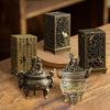 1pc Vintage Alloy Incense Burner Stick Holder Three Legged Hollow Out Mini Sandalwood Censer Incense Burner Home Decoration