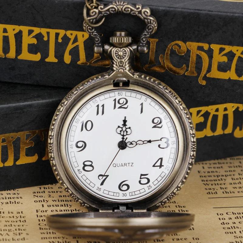 Vintage Eagle Quartz Pocket Watch Simulated Pendant Necklace Fob Chain for Women Men