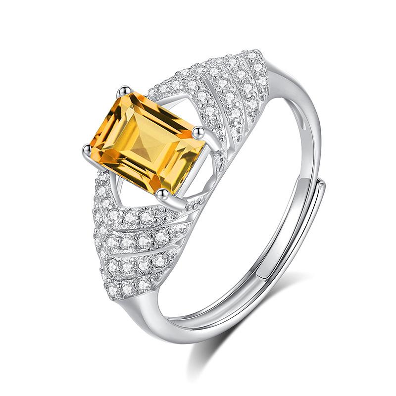 Ring new s925 sterling silver inlaid with natural crystal stone jewelry women's light luxury fashion jewelry gifts
