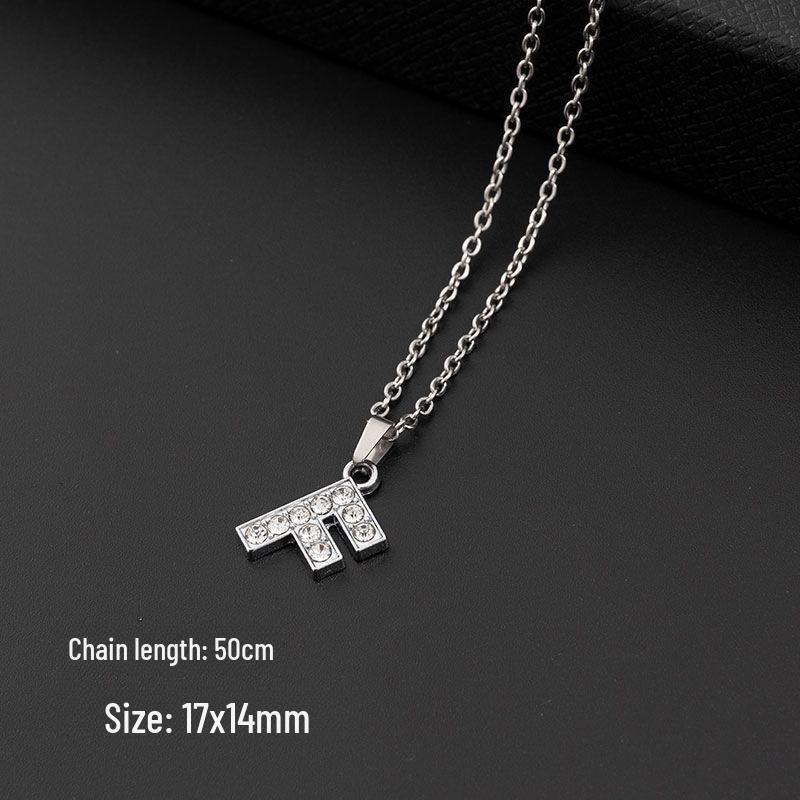 European & American Diamond Letter Pendant Necklace for Women - Stainless Steel Jewelry