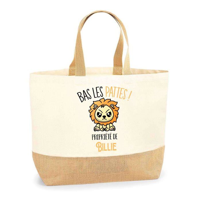 Sac cabas - PLANETEE - Billie Bas les pattes Lion - Jute - Imprimé en France - Anses solides