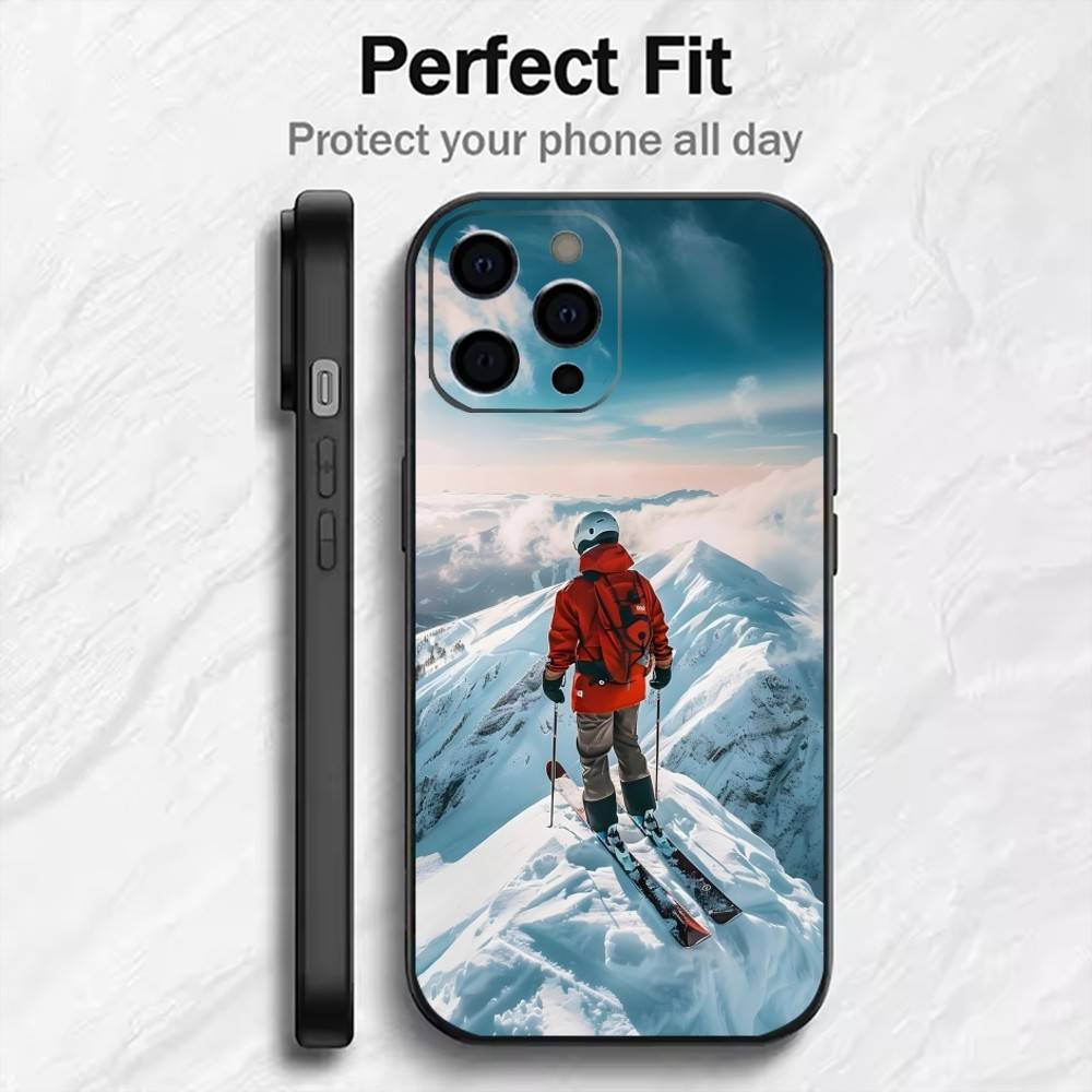 

Extreme Ski Phone Case For iPhone17,16,15,14,13,12 Plus,Max Soft Silicone Black Cover iPhone15pro