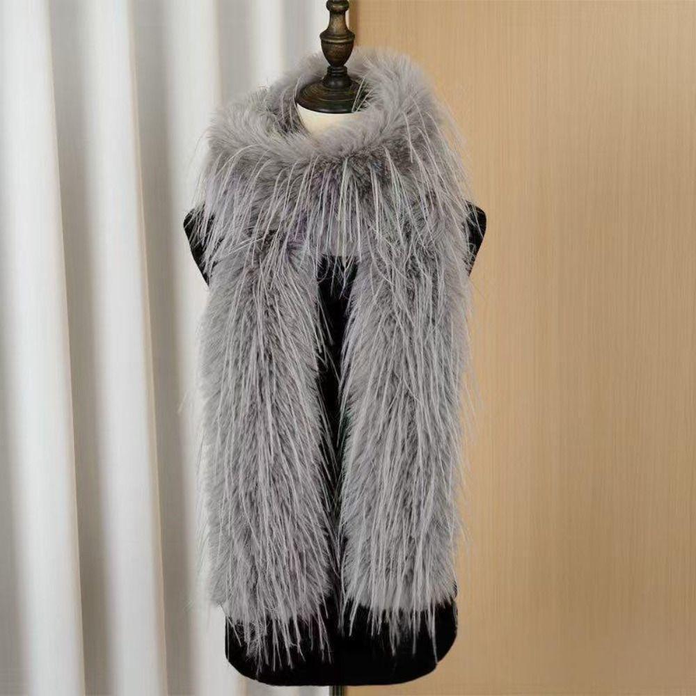 Thick Fluffy Plush Long Strip Scarf 180cm Ladies Tassels Scarf Fashionable Y2K Girl Scarf  for Warm