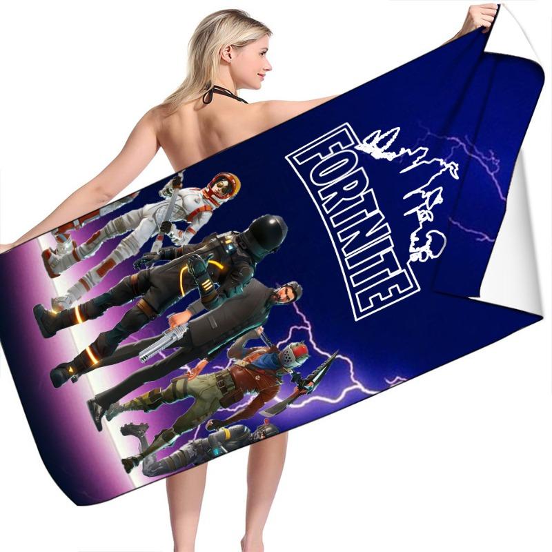 Fortnite Strandtücher Mikrofaser Badetuch Jungen Mädchen Sanft Tragbar Cartoon Bade Strand Spa Bademantel Waschkleidung Schnell Trocknend