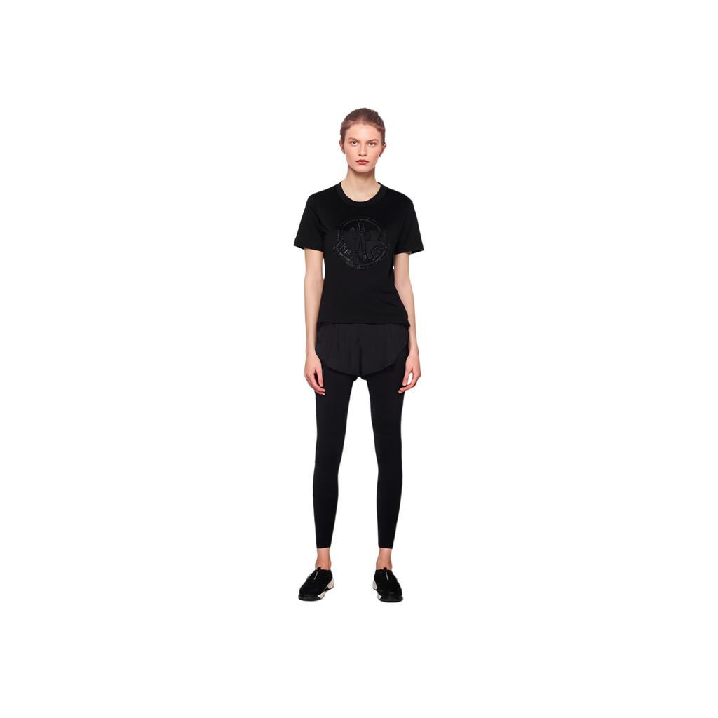 Moncler FW21 Letter Pattern Short Sleeve T-Shirt Women Tops Black H20938C00016829FB999