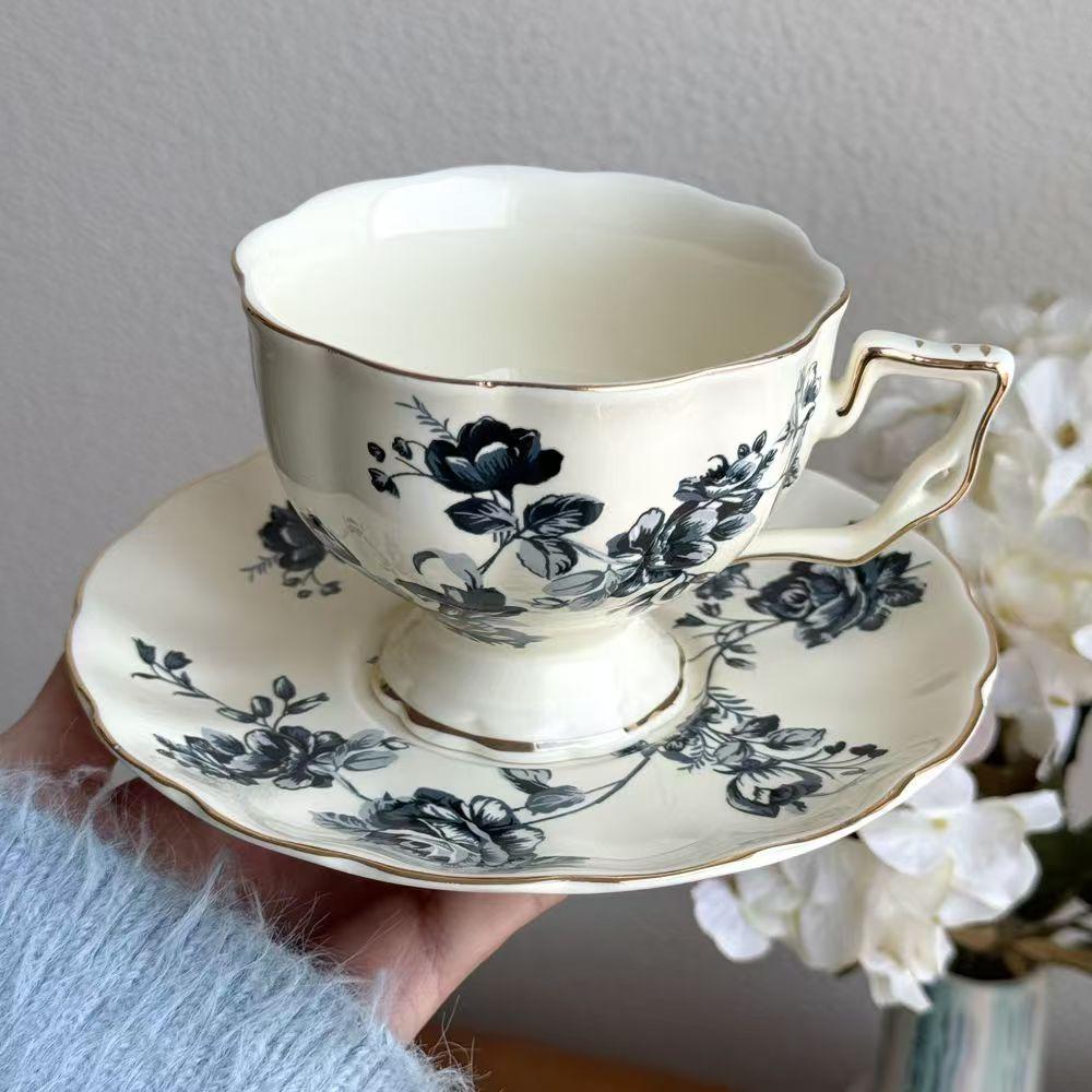 Japanese Hand Painted The Blue Sky and White Clouds Coffee Cup with Saucer Ceramic Handmade Tea Cup Saucer Set Cute Gift for Her