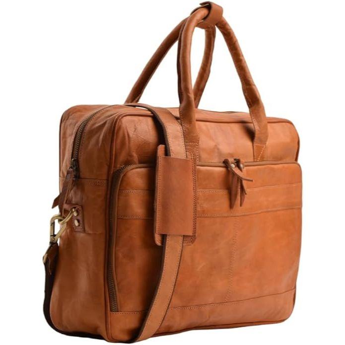 Ručně vyráběná celozrnná vintage kožená brašna na aktovky pro muže, ženy, kancelářské školní brašny na notebook, střední 16 palců