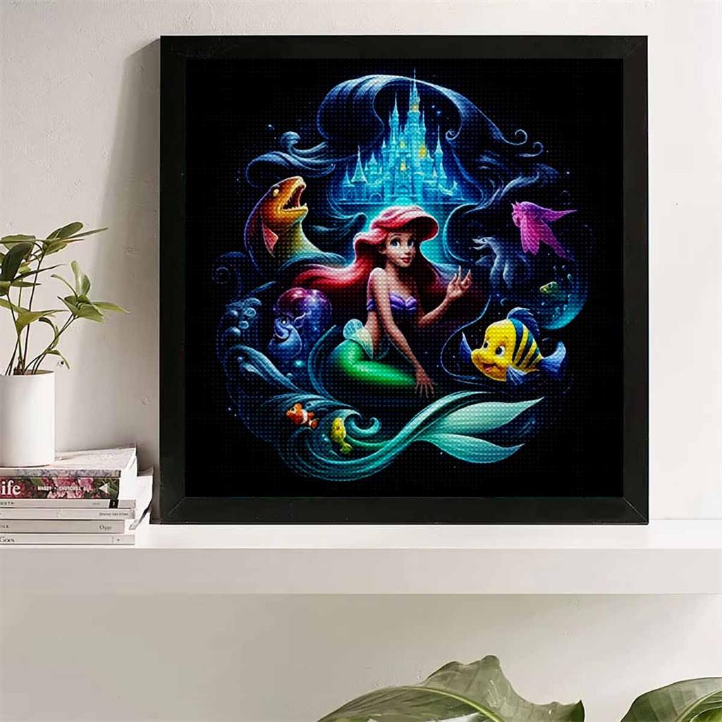 DIY Diamond Painting Round Diamond Mermaids and Small Yellow Croakers Full Diamond Mosaic Home Decoration Painting Cross Stitch Kit