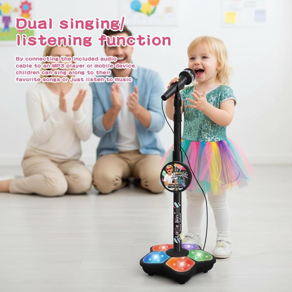 Kids' Microphone & Stand Set with Adjustable Height, Lights, Echo & Speaker