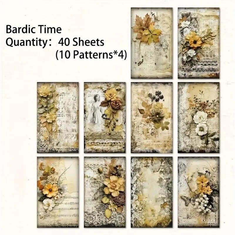 40 PCs Vintage Material Paper Decorative Scrapbooking Diary Album Craft Background Paper DIY Junk Journal Supplies