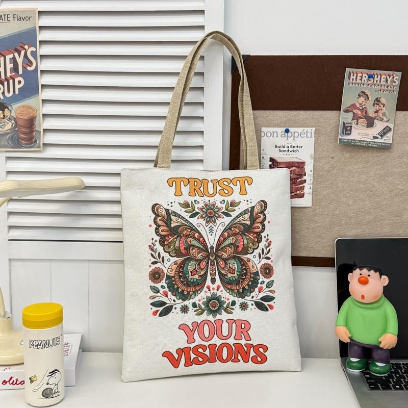 Cotton Canvas Bag With Embroidery And Zipper Closure For Casual Travel And Daily Use