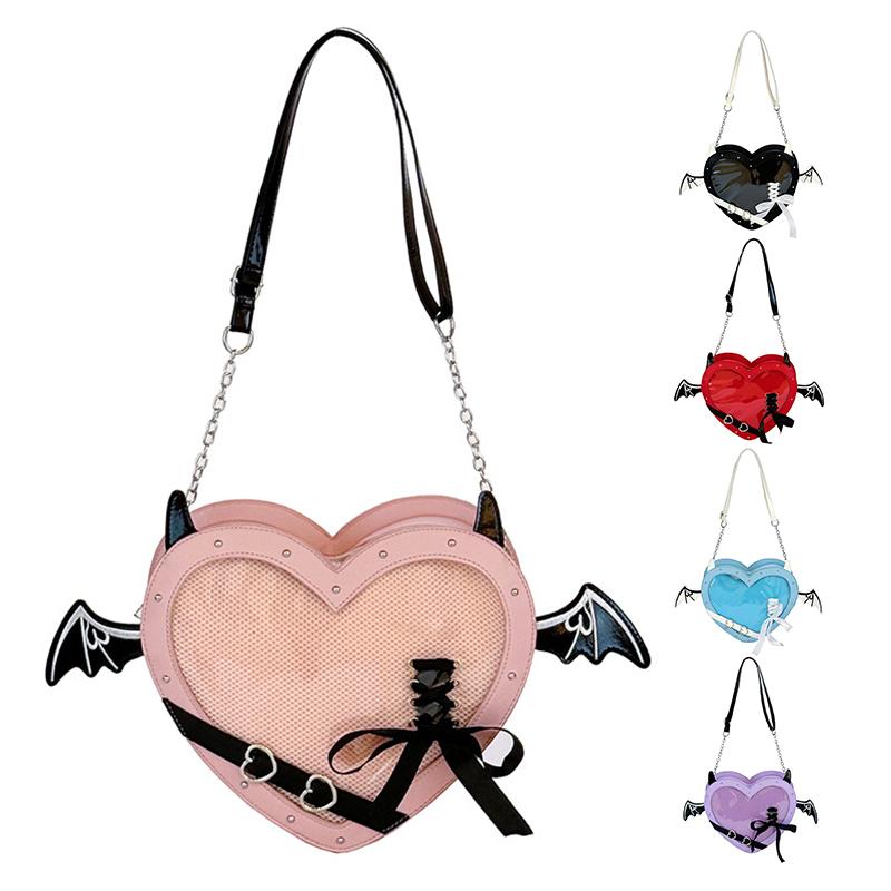 Lovely Little Devil Wings Pain Bag Comic Show Girls Crossbody Shoulder Bag Doll Receive Handbag Women Punk Heart Itabags