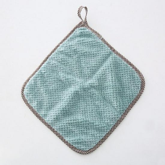 Double-Sided Checkered Coral Fleece Dish Towel - Lint-Free, Water Absorbent, Non-Stick Oil