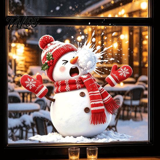 Decorative Store Window Clings Christmas Snowman Static Cling, Funny Sticker, Reusable Atmosphere Creating Decor Xmas Glass Decal for Home Shop