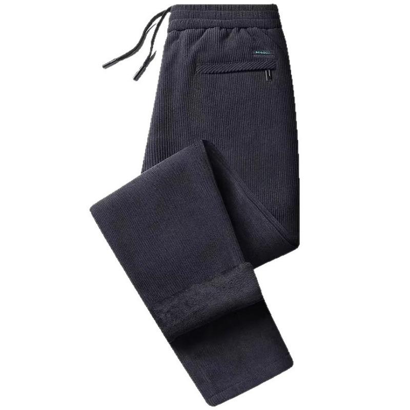 Autumn and winter new corduroy pants men's straight casual pants men's fleece thickened trousers