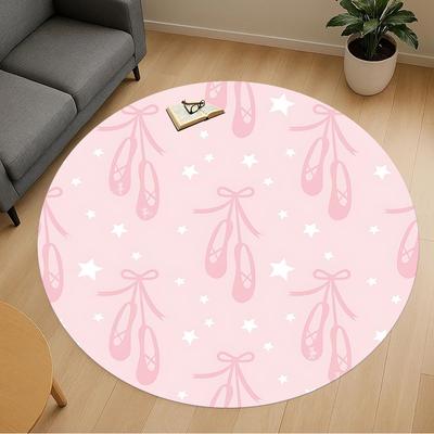 1pc Ballerina Slippers Stars Round Chair Mat Area Rug - Non-Slip, Floor Mat for Office, Bedroom, and Indoor Decor C1125114
