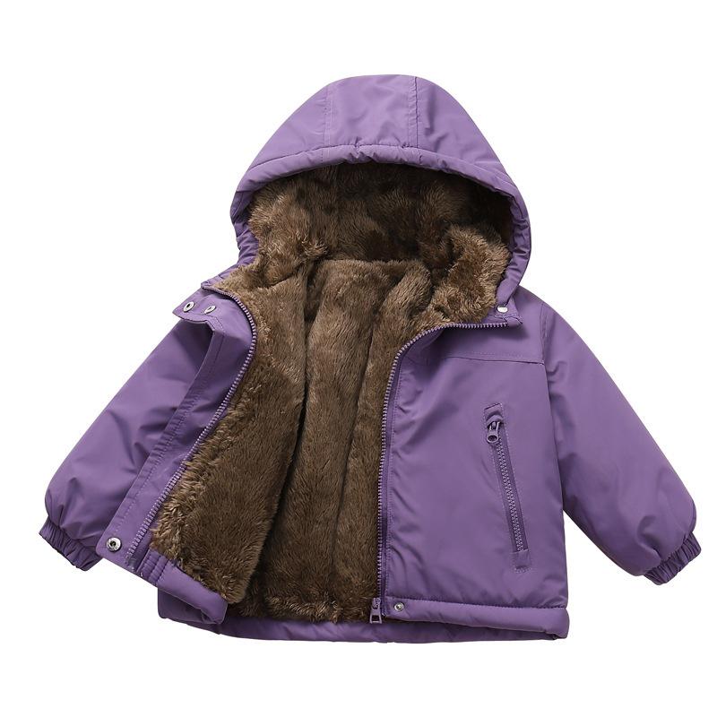 New Style Down Cotton Jacket for Boys and Girls - Thick Fleece-Lined, Hooded Coat for Children