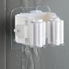 1/2/4 Modern Wall Mounted Mop and Broom Rack - No Drilling Required, Durable Plastic Storage Hooks