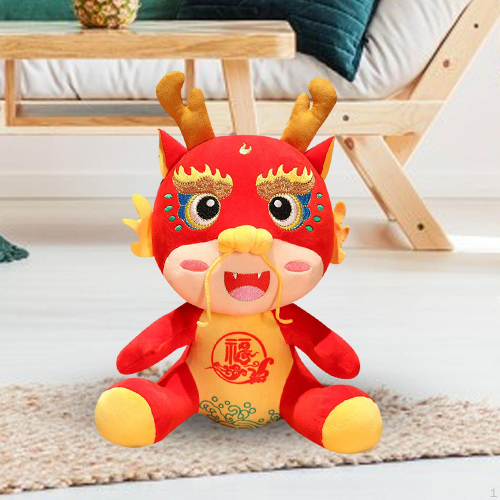 

Auspicious Dragon Year Stuffed Doll Toy Ornament Chinese Sign for Home Living Room Table Desk Height 25cm