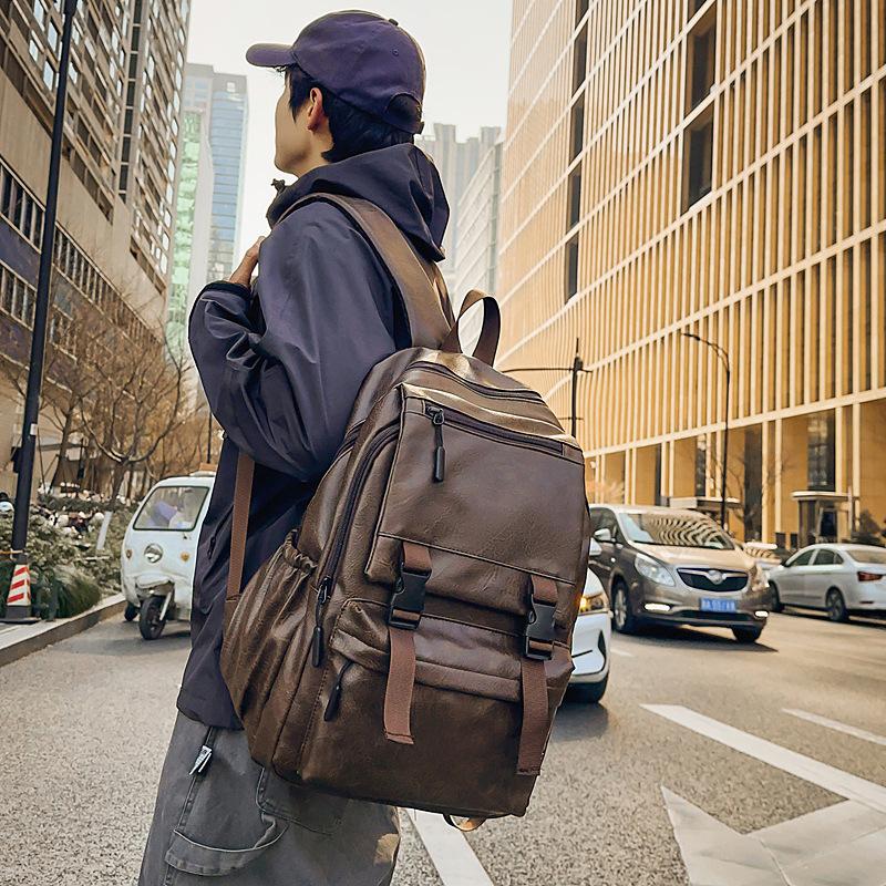 Neuer Herren-Rucksack mit großer Kapazität, einfacher Reise-Rucksack, PU-Rucksack für Herren, Business und Freizeit