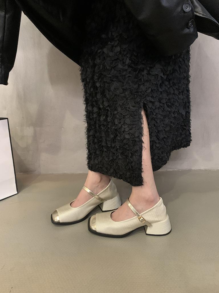 Mary Jane French Xiaoxiangfeng High Heels 2025 Autumn and Winter New High-end Evening Single Shoes Fashionable Small Leather Shoes
