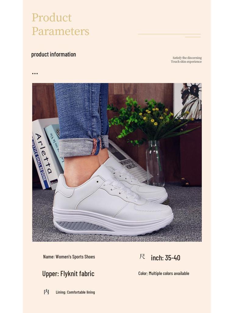 2023 Plus Size Women's Leather Sneakers: Autumn/Winter Thick-Soled Casual Rocking Platform Shoes