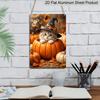 2D Flat, 1pc Autumn Maple Witch Kitty Aluminum Sign, Pumpkin Decorative Sign, Fun Decor, Halloween Artwork Wall Decor, Modern Wall Art, for Living