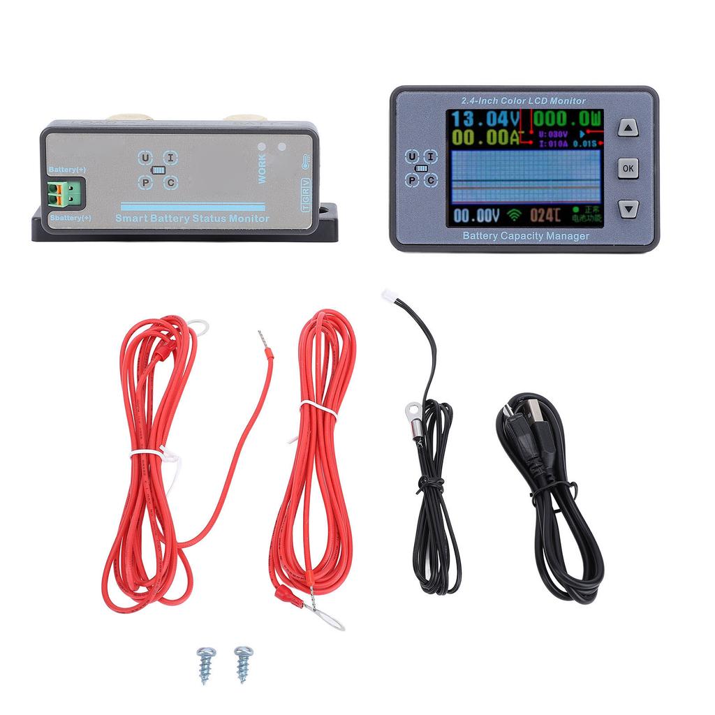 Battery Monitor 2.4 Inch Screen Multifunctional Battery Capacity Percentage Time Power Voltage Meter 120V 500A