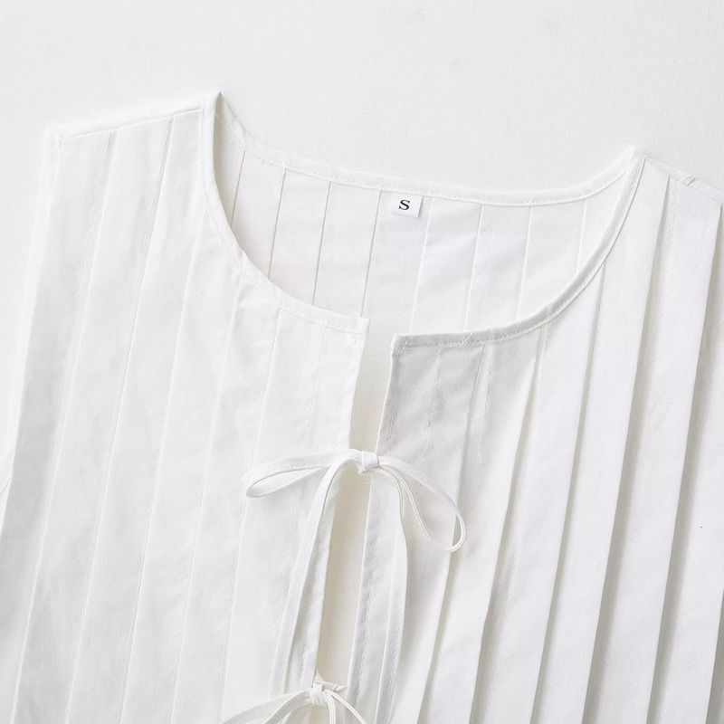 Kaslead New Women clothes Western Style Fashion Simple and Versatile French style Lace-up Short Vest Top