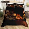 Duvet Cover Set Black Skull SkeletonPaisley Floral Gothic Luxury Soft Bedding Set Comforter Cover Halloween Decor,Queen Size