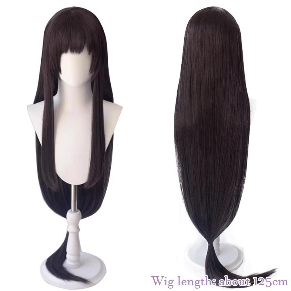 WTB Black Long Straight Synthetic Wig Game Honor Of Kings- Xi Shi Cosplay Cartoon Wig Straight Bangs Long Straight Wig