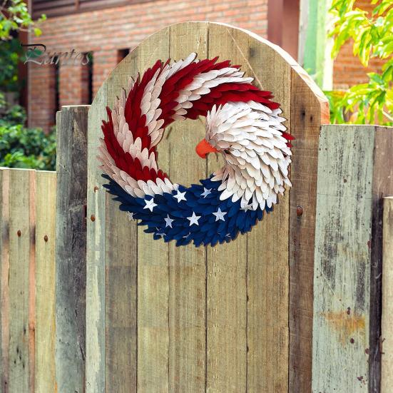 Independence Day Patriotic Eagle Wooden Plaque Red White Blue Bird Indoor Outdoor Front Door Wall Hanging Garland Pendant 4th of July Festival