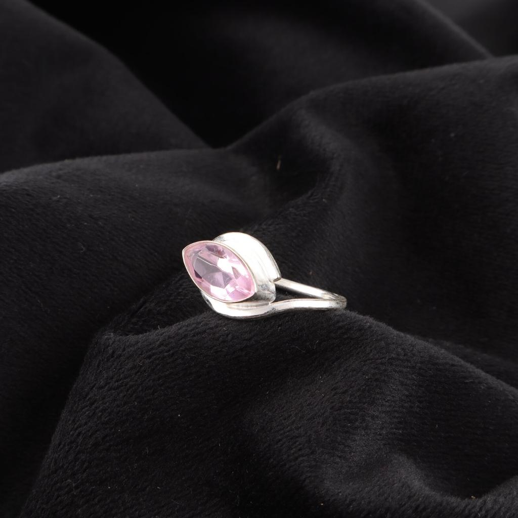 Pink Morganite Gemstone 925 Stamped Silver Handmade Women Jewelry Designer Ring RR-60-4