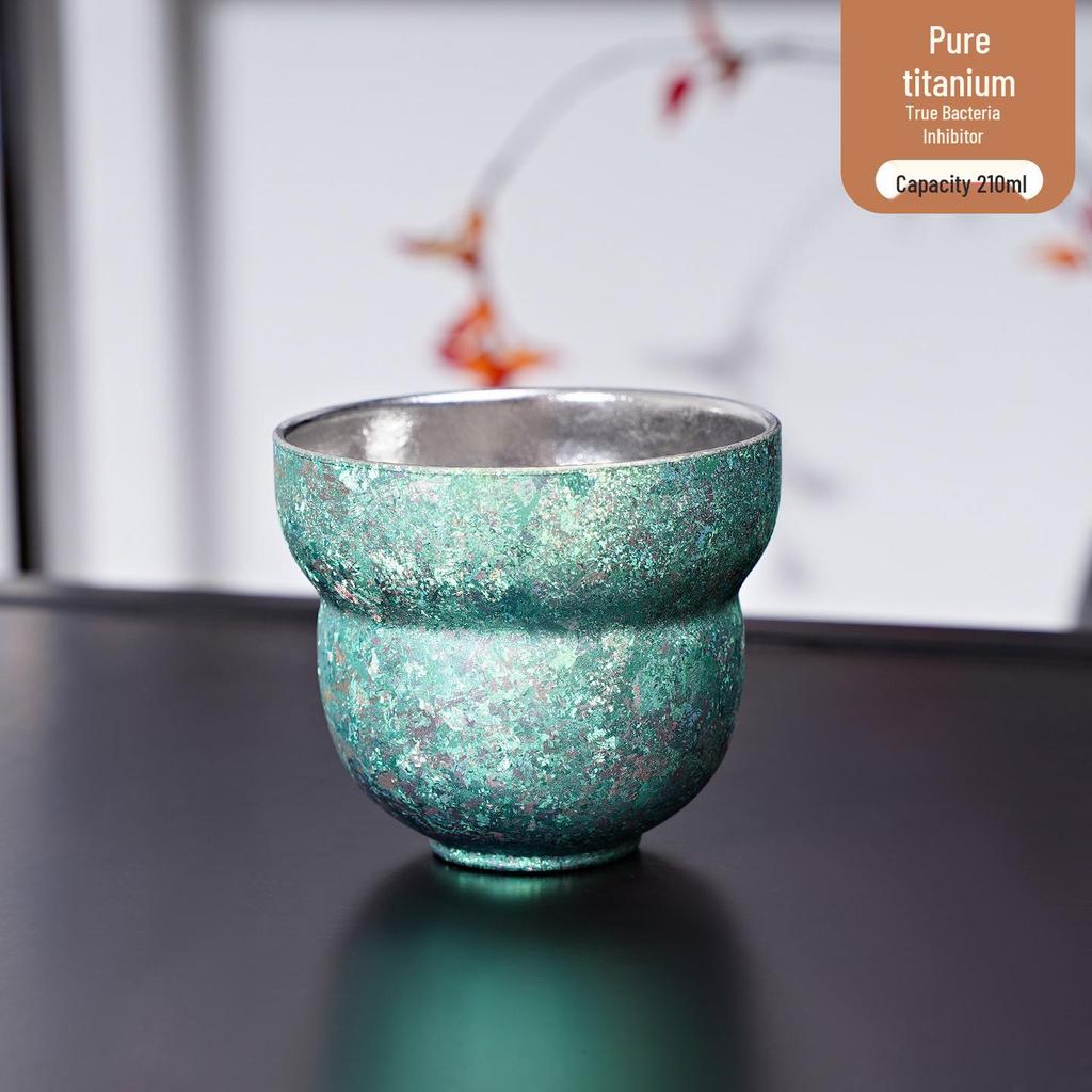 Large Pure Titanium Double-Layered Ice Flower Gourd Tea Cup - Portable, Antibacterial, Insulated & Drop-Resistant